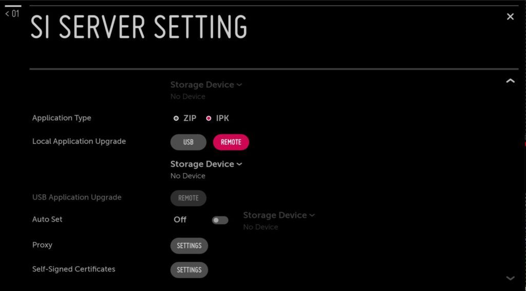 Server innstillinger for LG Display